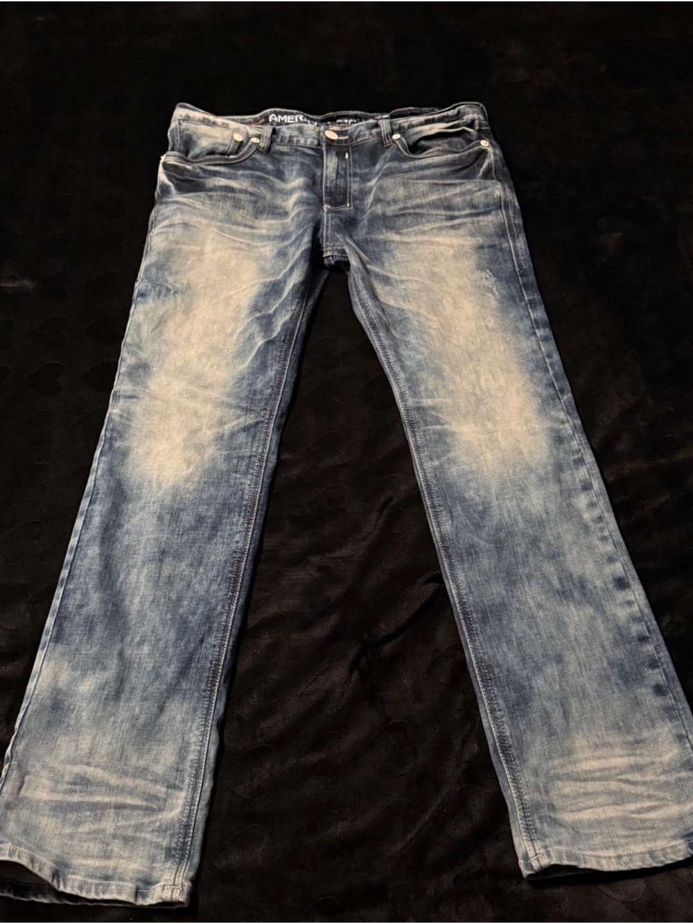 American Fighter Straight Leg Washed Blue Jeans